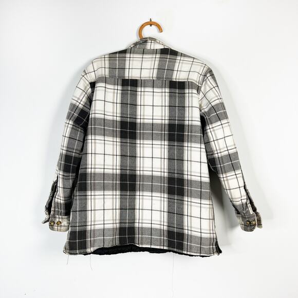 Eagle Crest Grey Plaid Quilted Jacket Shacket Vintage Distressed Size Medium - Picture 2 of 7